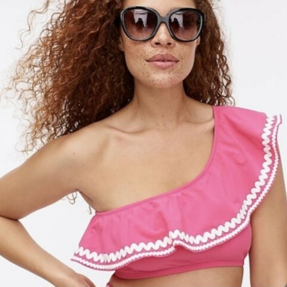 J. Crew Other - J. Crew One-Shoulder Ruffle Rickrack Bikini Top
